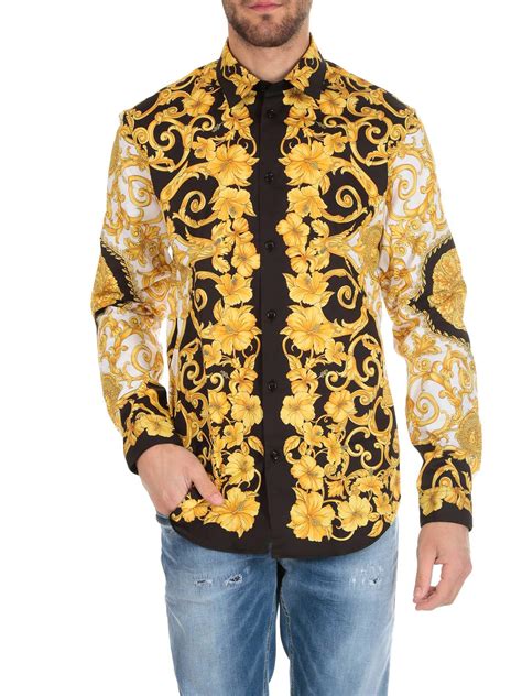 gold versace shirts|versace long sleeve t shirt.